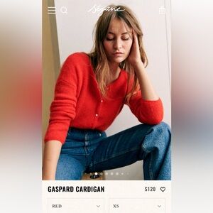 Sezane red gaspard cardigan